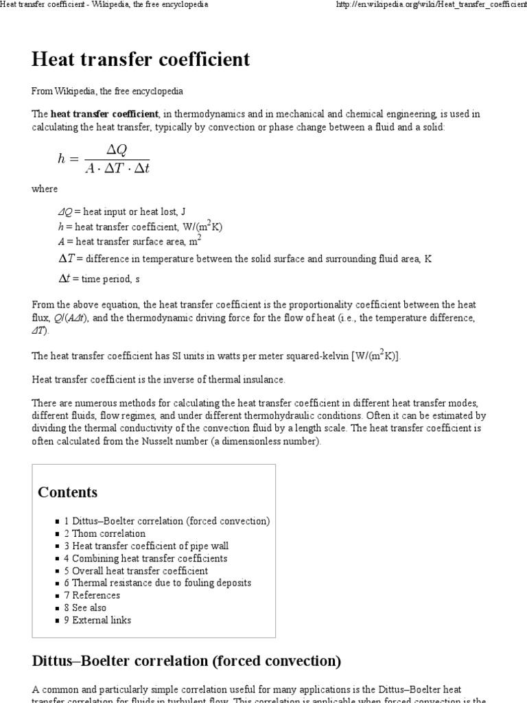 Heat Transfer Coefficient - ... | PDF | Thermal Conductivity | Heat ...