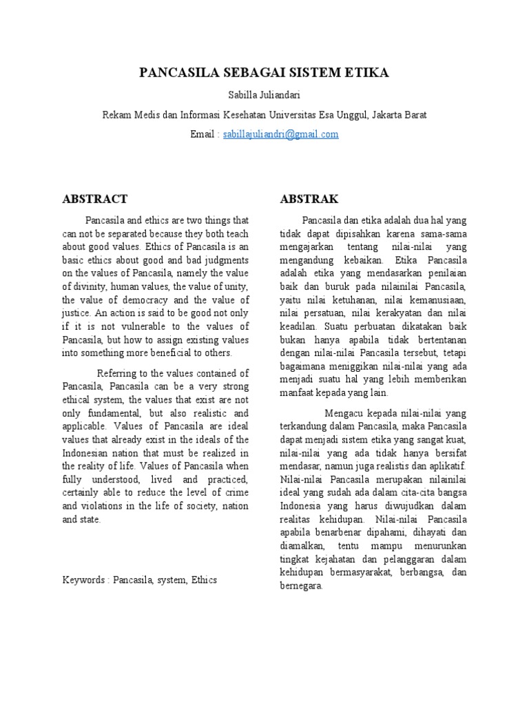 Pancasila Sebagai Sistem Etika | PDF | Ilmu Sosial | Sains & Matematika