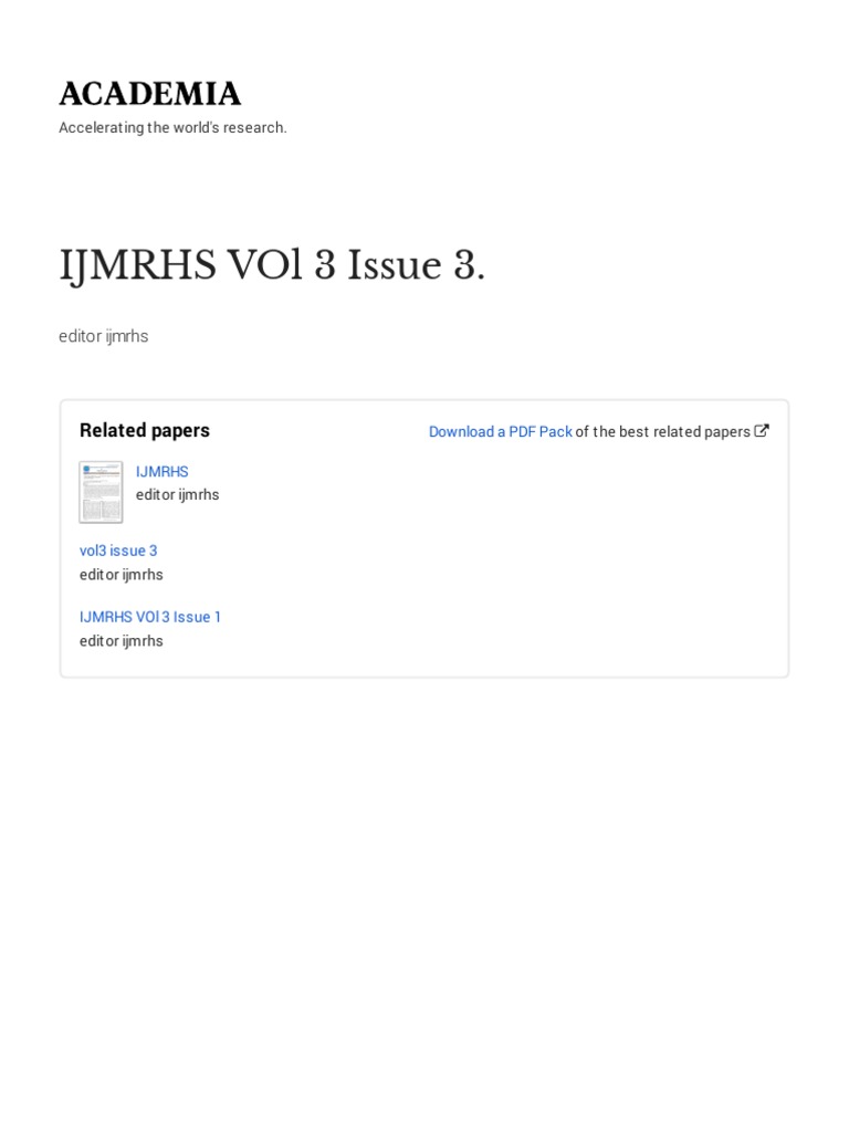 IJMRHS VOl 3 Issue 3 With Cover Page v2 | PDF | Body Mass Index | Low Back  Pain