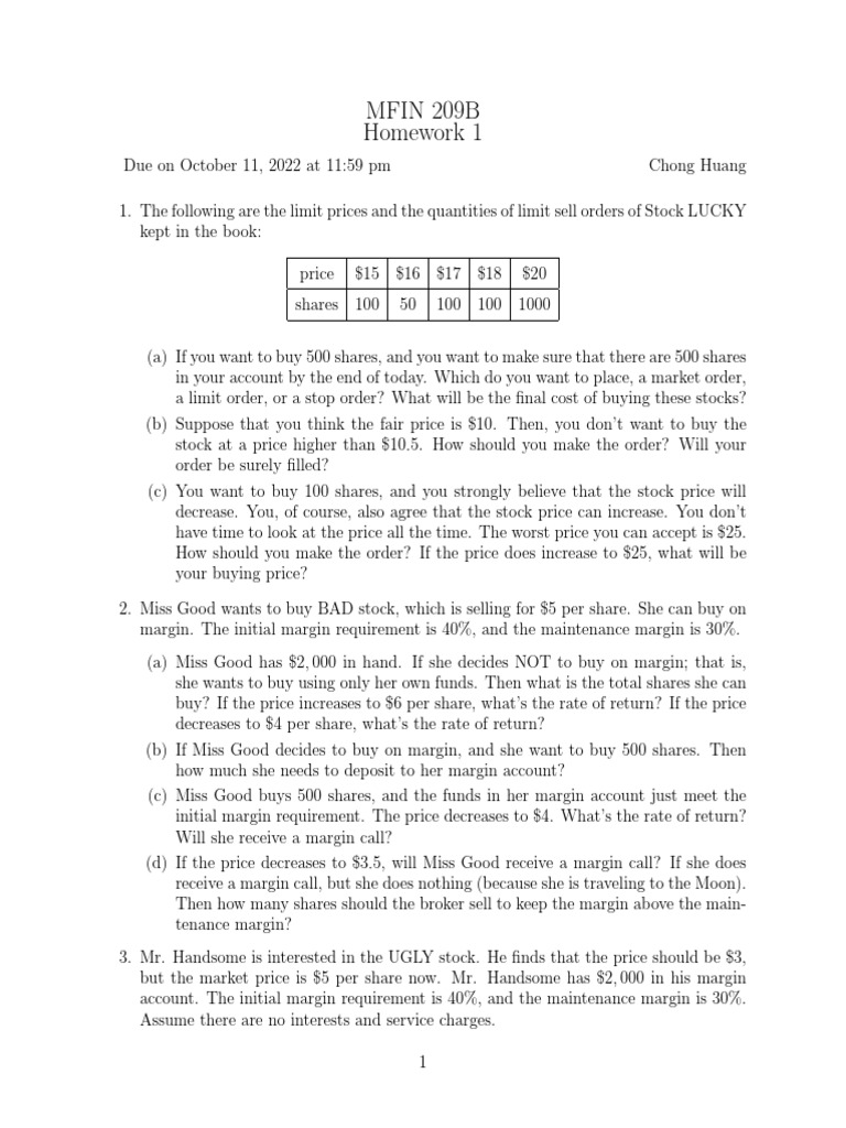Investment Homework 1 PDF
