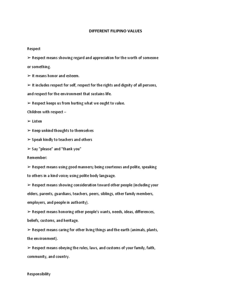 Core Filipino Values Explained | PDF | Disciplines | Compassion