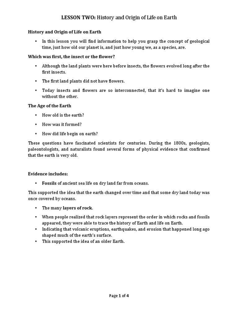 History and Origin of Life On Earth PDF Earth Dinosaurs