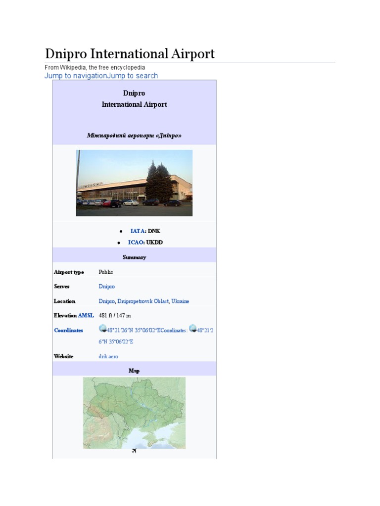 Dnipro International Airport PDF Transport Aviation
