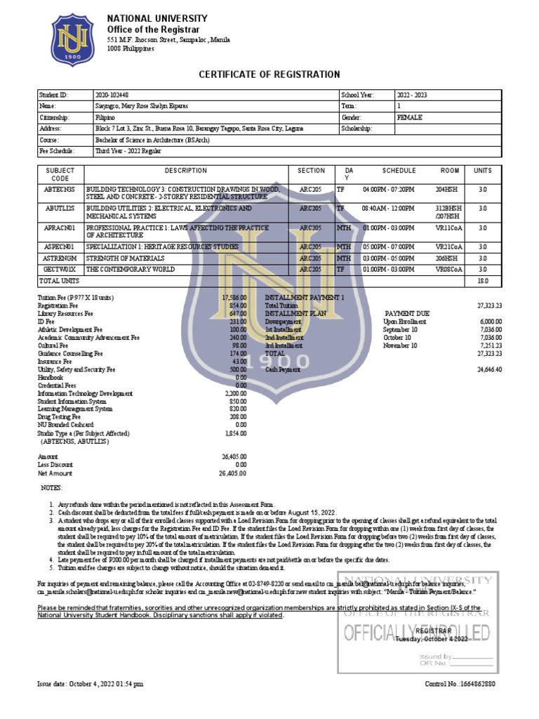 CertificateOfRegistration 2020 102448 | PDF | Fee