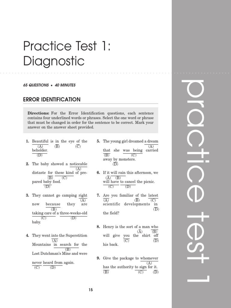 Error Identification Practice Test | PDF