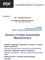 Clean Vehicles: Automobile Industry Perspective: Indo - Japanese Conference Fuel Quality and Vehicular Emissions