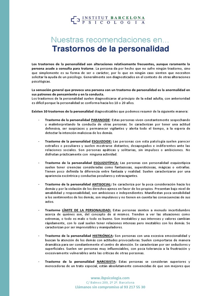 Una Guía Sobre Los 10 Trastornos De La Personalidad Más Comunes Y