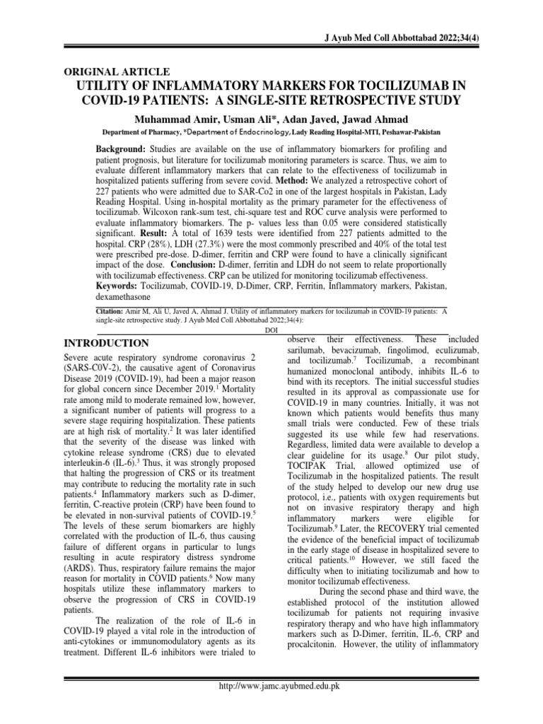 Inflammatory Marker JAMC | PDF | Biomarker | Immunology