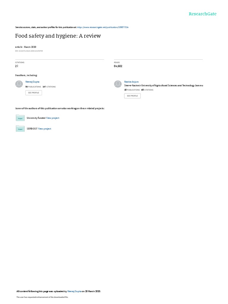 Food Safety And Hygiene Pdf Food Safety Hazard Analysis And