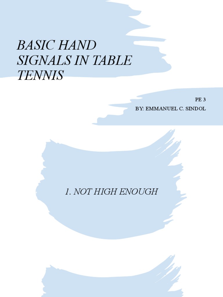Basic Hand Signals in Table Tennis PDF