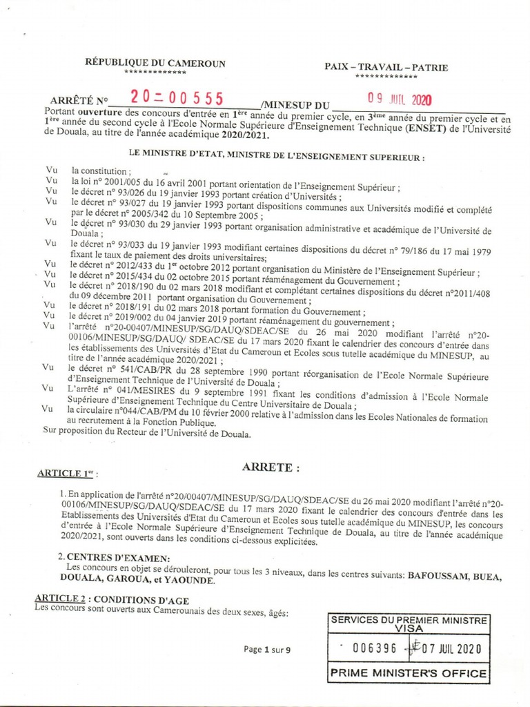 Enset Douala 2020 FR | PDF