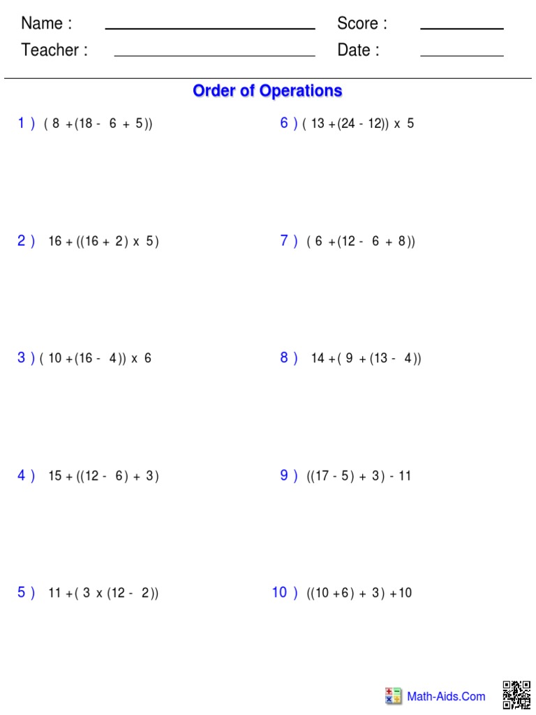 pemdas-worksheet-4 | PDF
