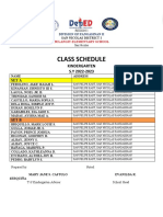 Class Schedule 2021-2022 Kinder