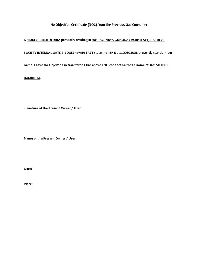 No Objection Certificate Mahanagar | PDF
