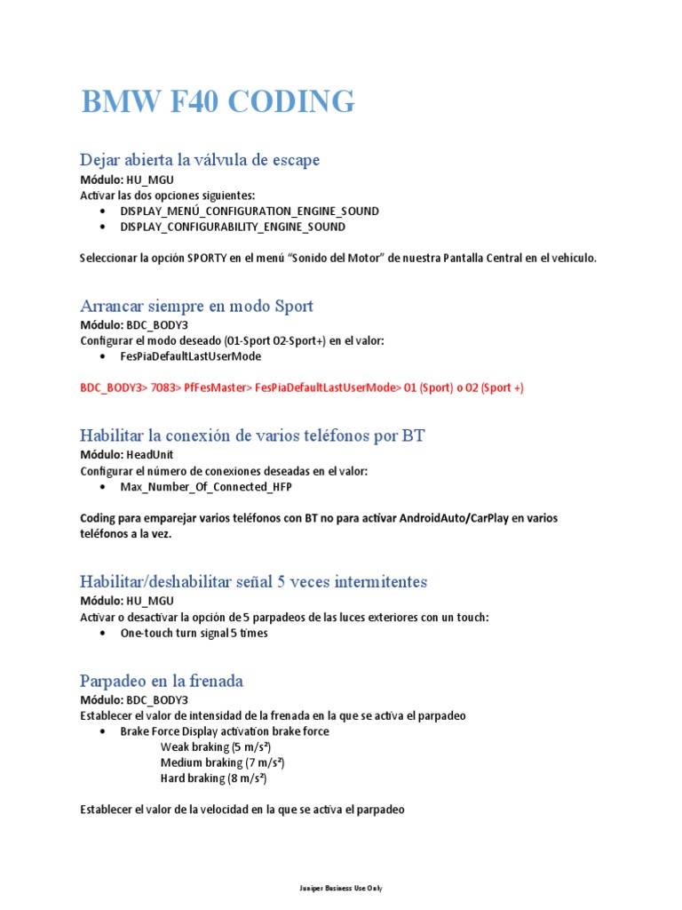 Codificación BMW F40 con Bimmercode | PDF