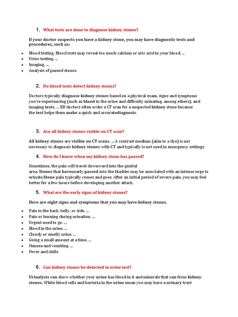 What Tests Are Done To Diagnose Kidney Stones PDF Ct Scan Kidney
