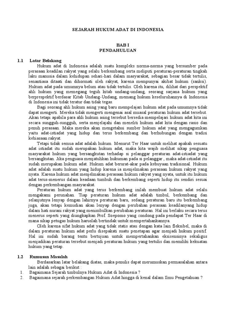 Sejarah Hukum Adat Di Indonesia Pdf