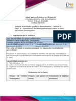 Guía de Actividades y Rúbrica de Evaluación - Unidad 1 - Fase 2 - Formulación de Ideas Preliminares Sobre El Tema de Interes Investigativo