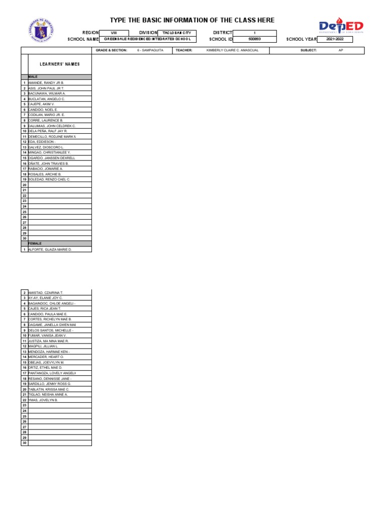 EClass Record AP 20212022 PDF