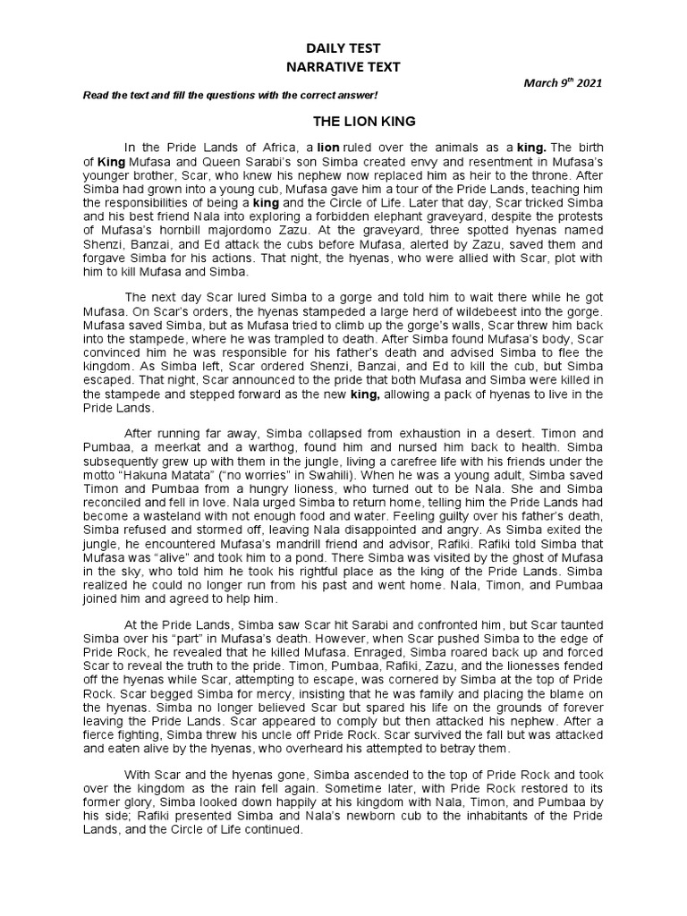 Soal narrative text 9 maret 2021 pdf