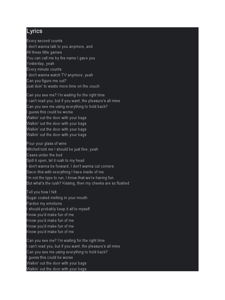 Clairo Bags Lyrics PDF