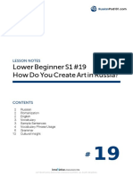 Lower Beginner S1 #19 How Do You Create Art in Russia?: Lesson Notes