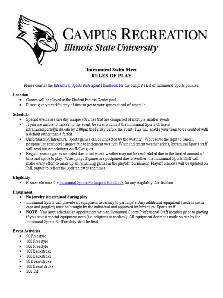 Swim Meet Rules s17 PDF Sports