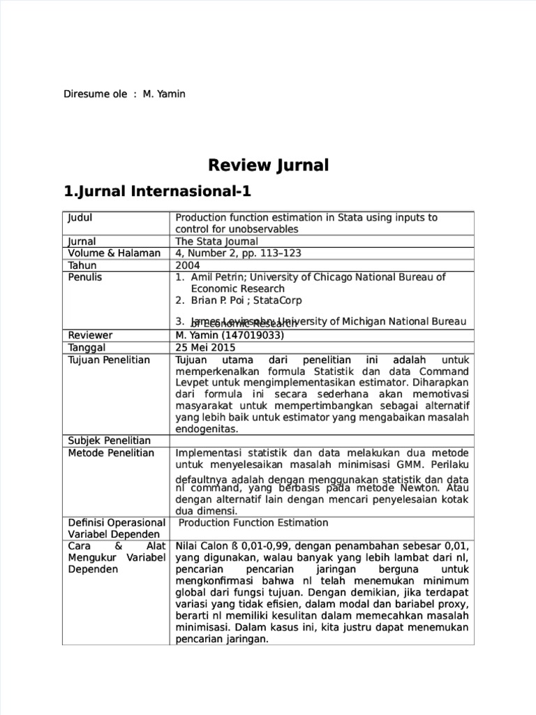 Contoh Review Jurnal Ekonomi Pdf