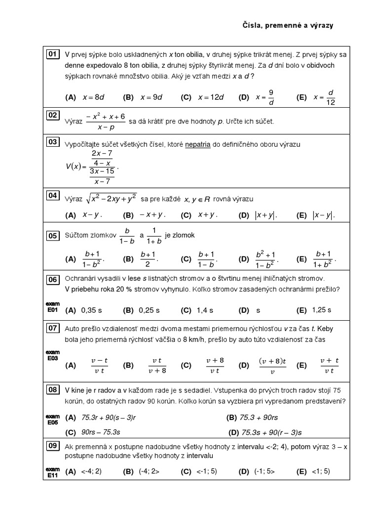 Vyrazy | PDF