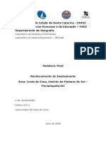 Relatório Final Monitoramento Do Deslizamento Área: Costa de Cima, Distrito de Pântano Do Sul - Florianópolis/SC