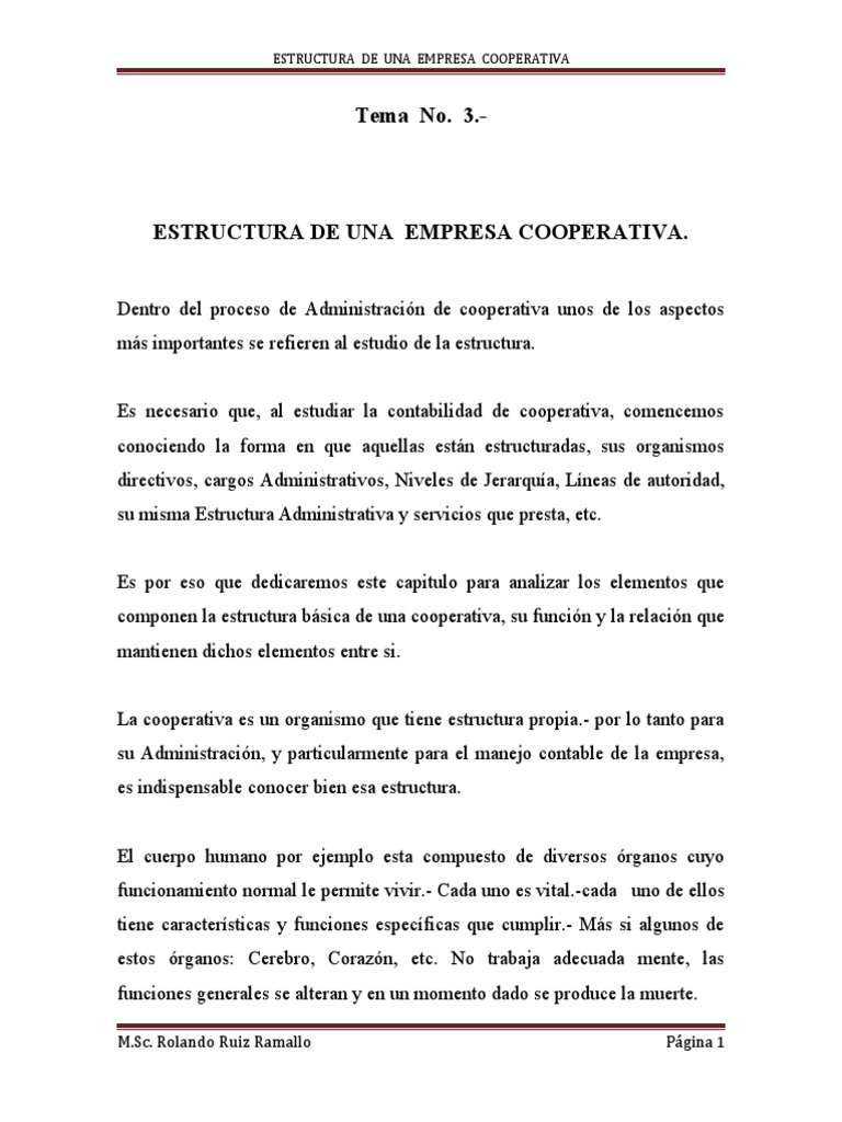 Estructura y Función de Cooperativas | PDF | Cooperativa | Business