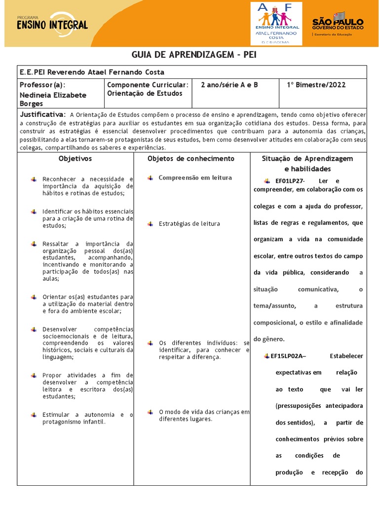 GuiadeAprendizagem Atael 1 Bimestre PDF