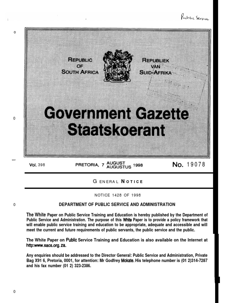 White Paper on Public Service Training and Education Summary PDF