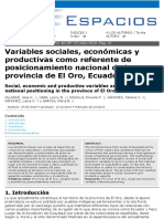 Variables Sociales, Económicas y Productivas Como Referente de Posicionamiento Nacional de La Provincia de El Oro, Ecuador