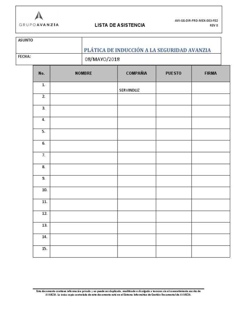 Lista de Induccion | PDF
