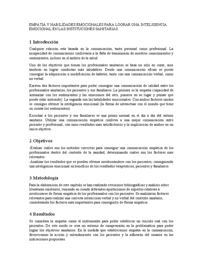 Empatía en la Comunicación Sanitaria | PDF | Empatía | Las emociones