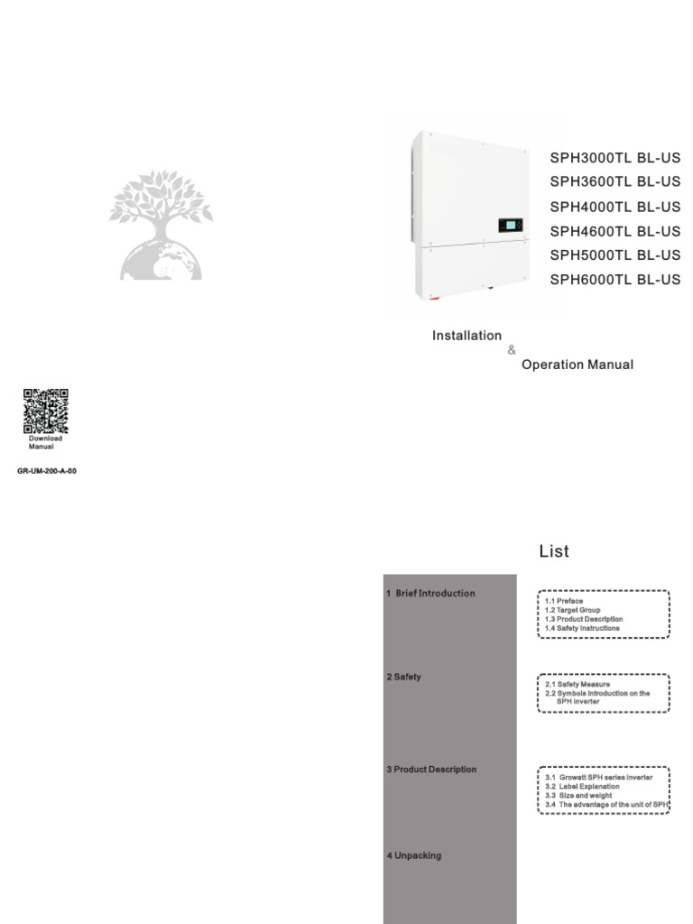 Growatt SPH3000-6000 User Manual | PDF | Photovoltaics.