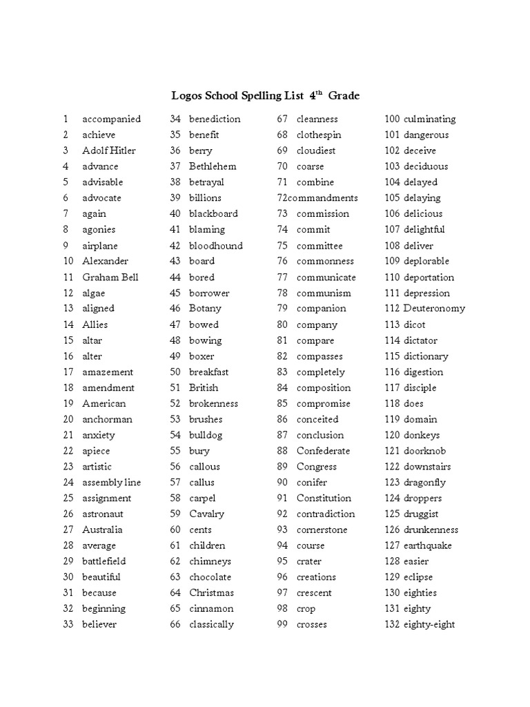 4th Grade Words | PDF