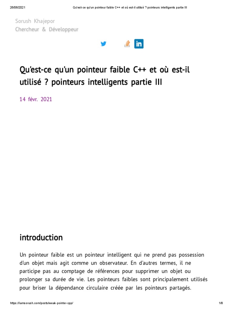 Qu'est-Ce Qu'un Pointeur Faible C++ Et Où Est-Il Utilisé - Pointeurs ...