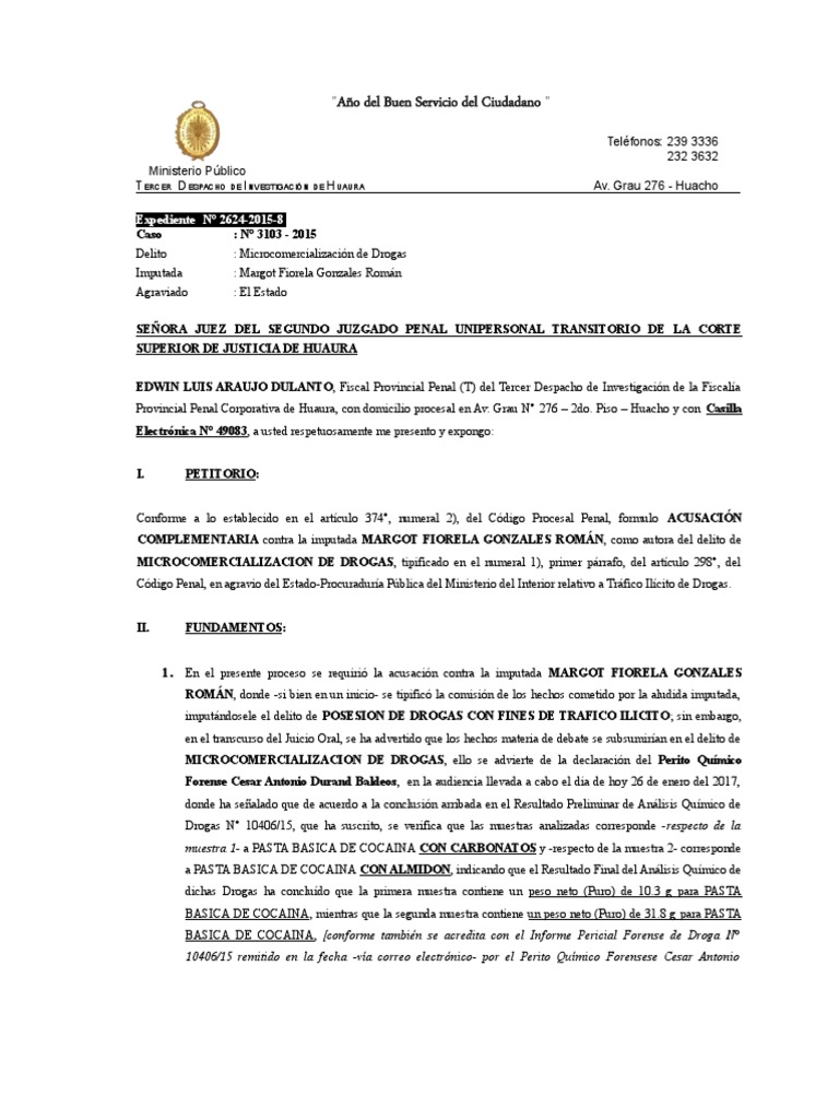 Acusación por Microcomercialización de Drogas | PDF | Derecho penal ...