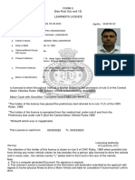 Learner's Licence Form