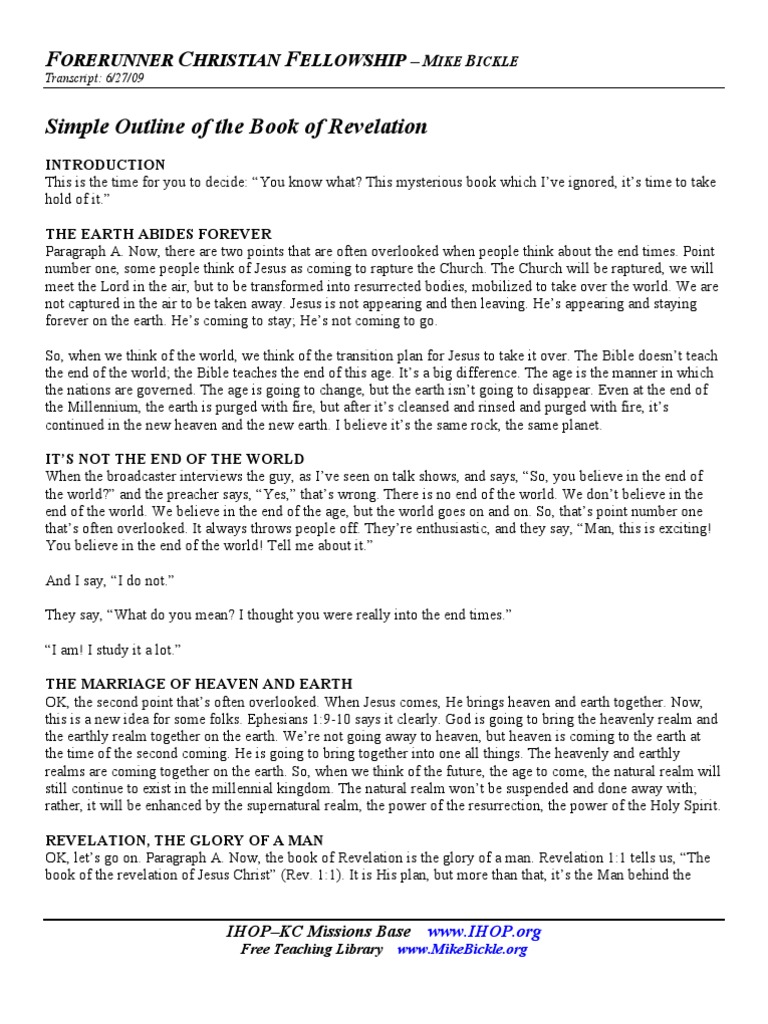 Simple Outline of The Book of Revelation | PDF | End Time | Book Of ...