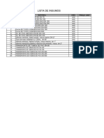 Planilha de Insumos - Cotação