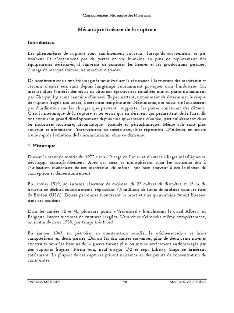 Mécanique de la Rupture des Matériaux | PDF | Déformation plastique ...