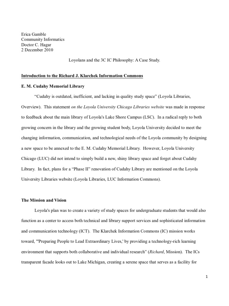 Loyolans and The 3C IC Philosophy: A Case Study | PDF | Libraries ...