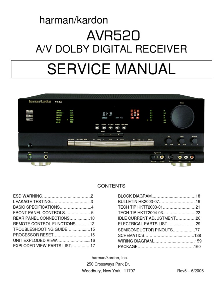 AVR520 Service Manual | Resistor | Audio Engineering
