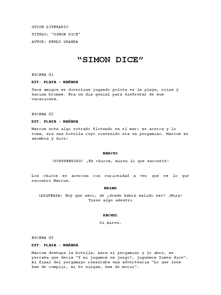 SIMON DICE GUIÓN LITERARIO Corregido PDF