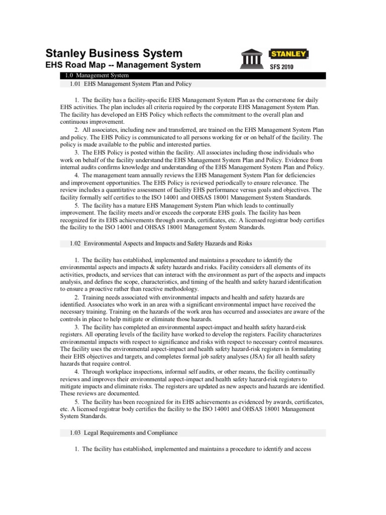 EHS Management System Overview | PDF | Audit | Safety