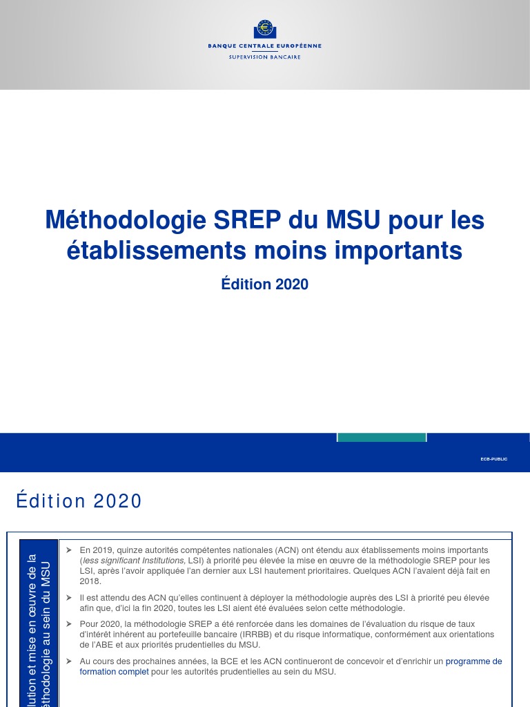 SSM - Srep Methodology Booklet Lsi | PDF | Risque | Banques