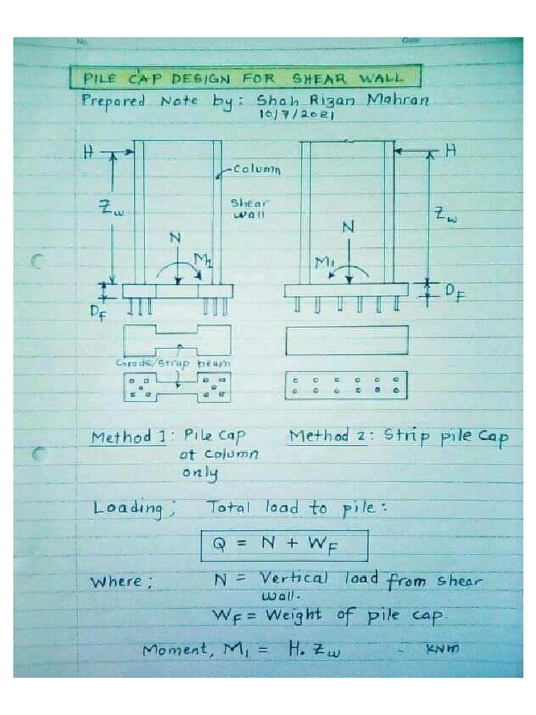 Pile Cap Design For Shear Wall1 PDF